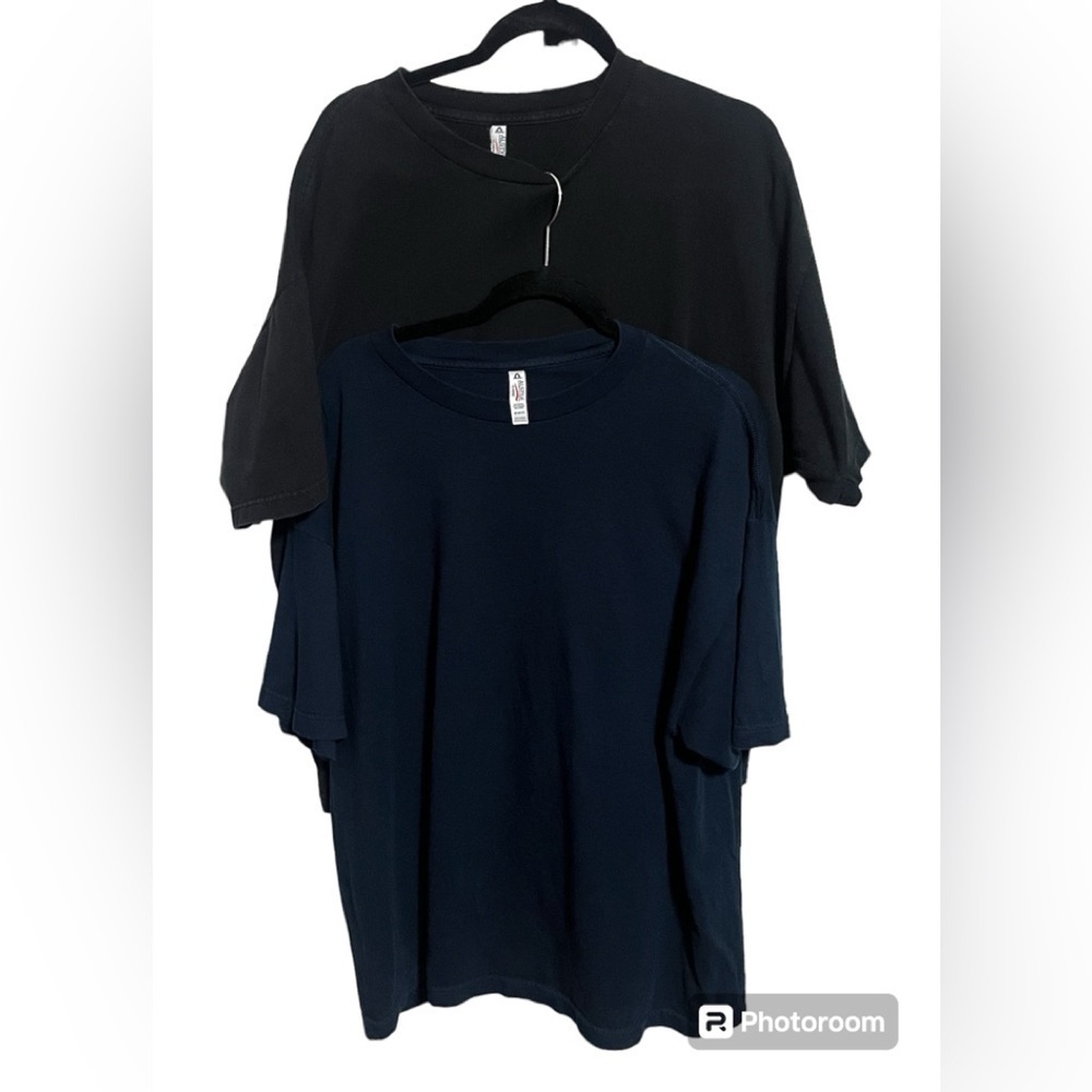 Alstyle 2 Pc Black/ Blue T-shirts Sz 2XL